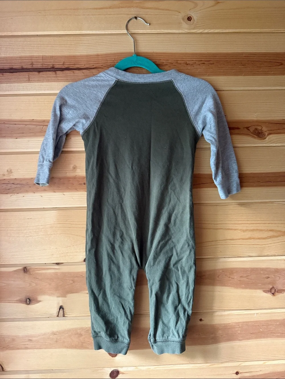Carter's Olive Green Romper with Heather Gray Trim